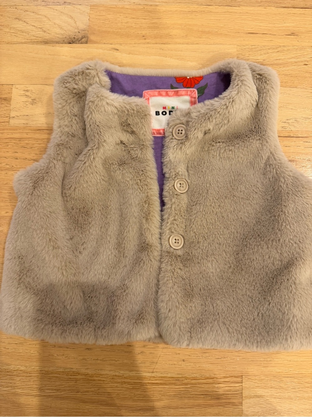 Mini Boden Café Au Lait Faux Fur Vest Girls Size 2-3Y